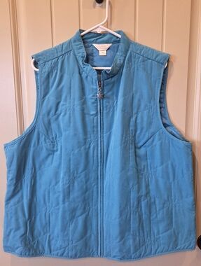 CJ Banks Blue Snowflake Quilted Vest Plus Size 2X Vintage 2005 Winter Zip Up